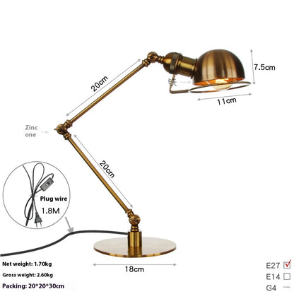 American Style Retro Iron Art Adjustable Decorative Table Lamp