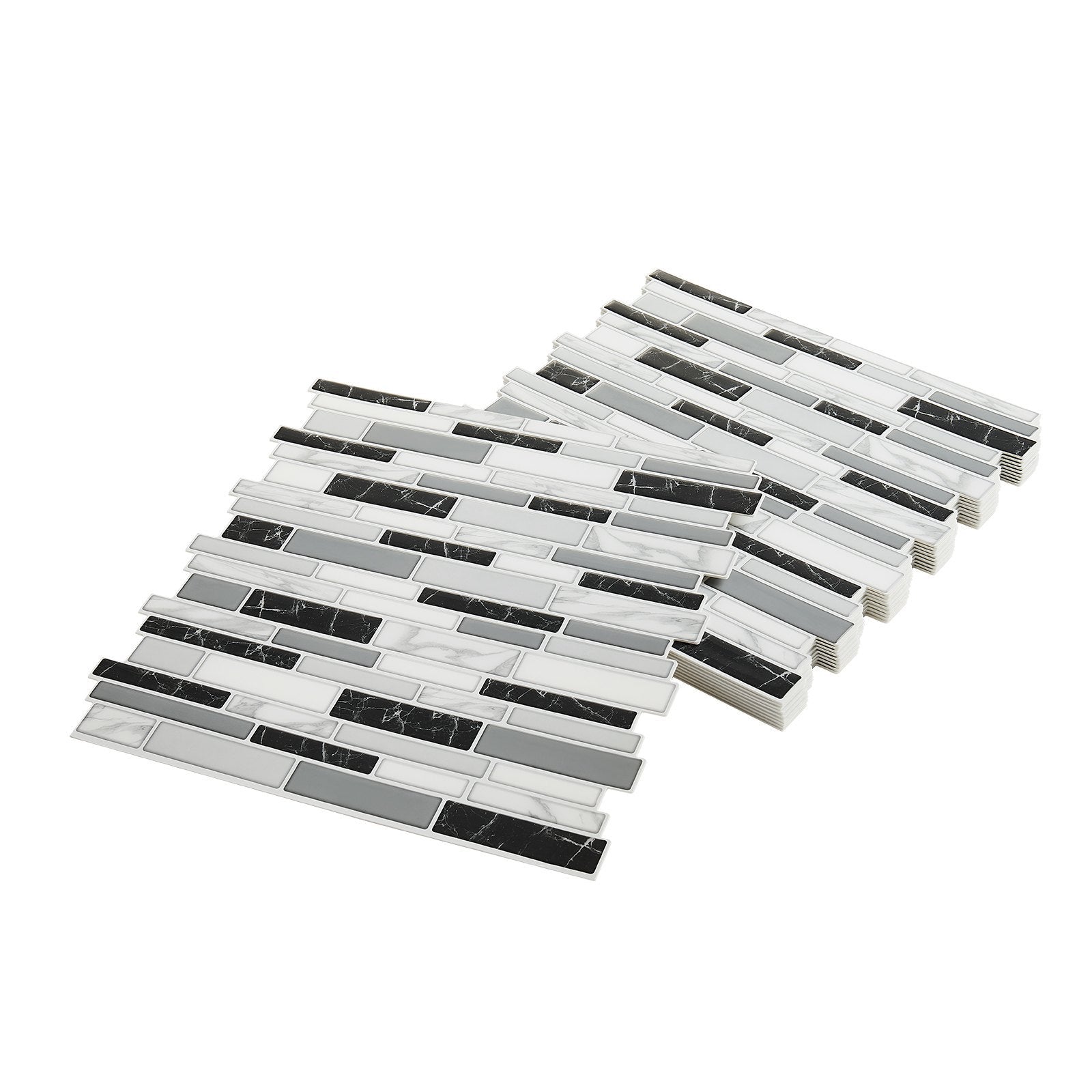 10pcs peel and stick backsplash wall tile stone-look black and white design