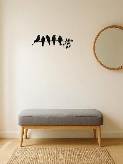1PC Metal Bird Wall Art,Wall Ornament,The Leaves With Birds Sculpture Wall Decor