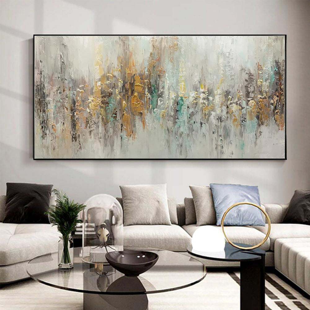 Handmade abstract oil painting on canvas horizontal wall art for living room decor