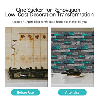 Modern green marble stone tile peel and stick wallpaper for kitchen wall renovation before and after use comparison