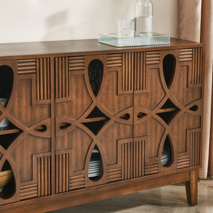 60.5 Mid Century Modern Sideboard Buffet Cabinet With Storage, TV Media Console Table, Storage Cabinet With 4 Doors   Adjustable Shelves For Kitchen Dining Living Room Bedroom Entryway, Walnut