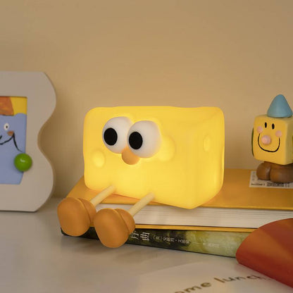 Cute silicone cheese small night lamp with built-in battery and clap light feature for home decor
