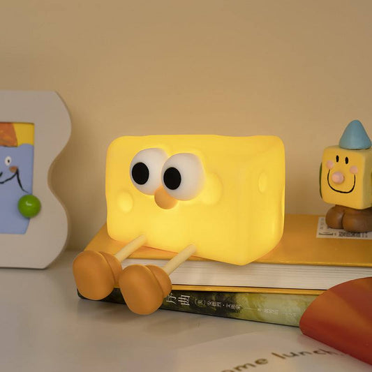 Cute silicone cheese small night lamp with built-in battery and clap light feature for home decor