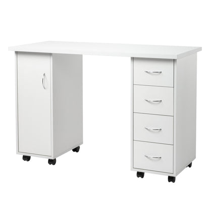 White 120X54X81cm One Door Four Drawers Computer Desk Nail Art Table 1PC