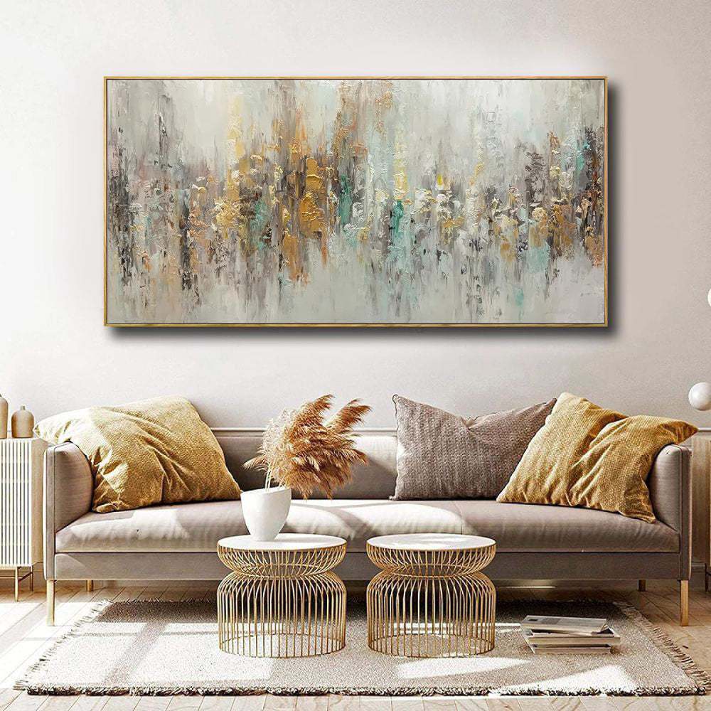 Handmade abstract oil painting on canvas horizontal wall art for living room decor