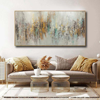 Handmade abstract oil painting on canvas horizontal wall art for living room decor
