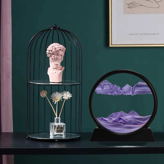 3D Dynamic Sand Art Liquid Motion, Moving Sand Art Picture Round Glass 3D Deep Sea Sandscape In Motion Display Flowing Sand Painting Relaxing Desk Toys