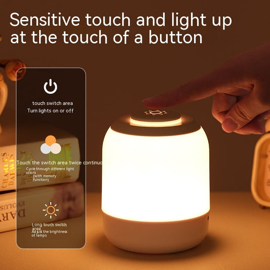 Rechargeable touch LED night lamp with sensitive top switch for home decor and camping use