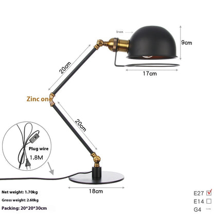American Style Retro Iron Art Adjustable Decorative Table Lamp
