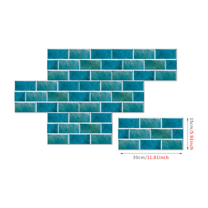 Blue green marble tile wall stickers peel and stick waterproof self-adhesive wallpaper 30x15cm
