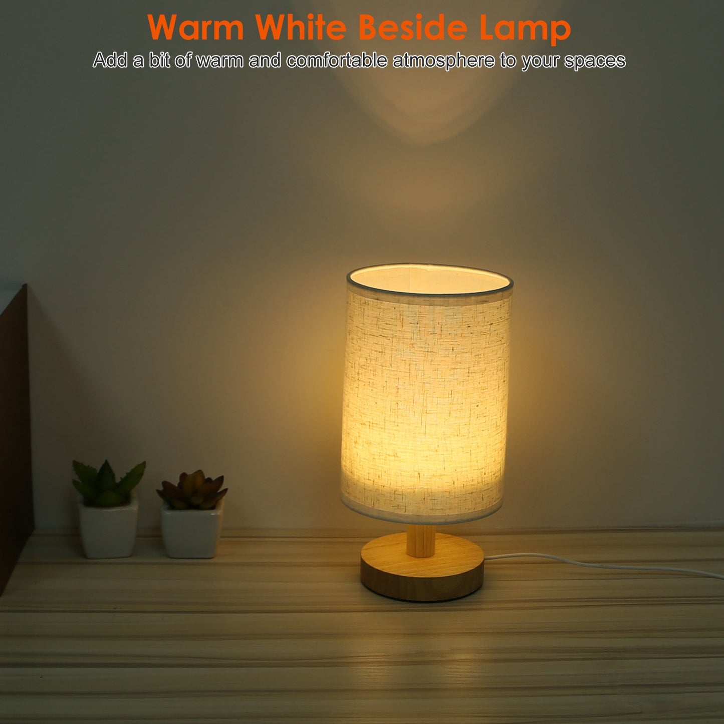 Warm White Bedside Lamp USB Plug Modern Bedroom Lamp