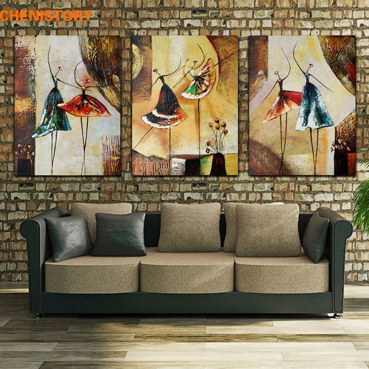 Abstract Oil Painting, Ballet Girl Art Deco Painting, Canvas Core