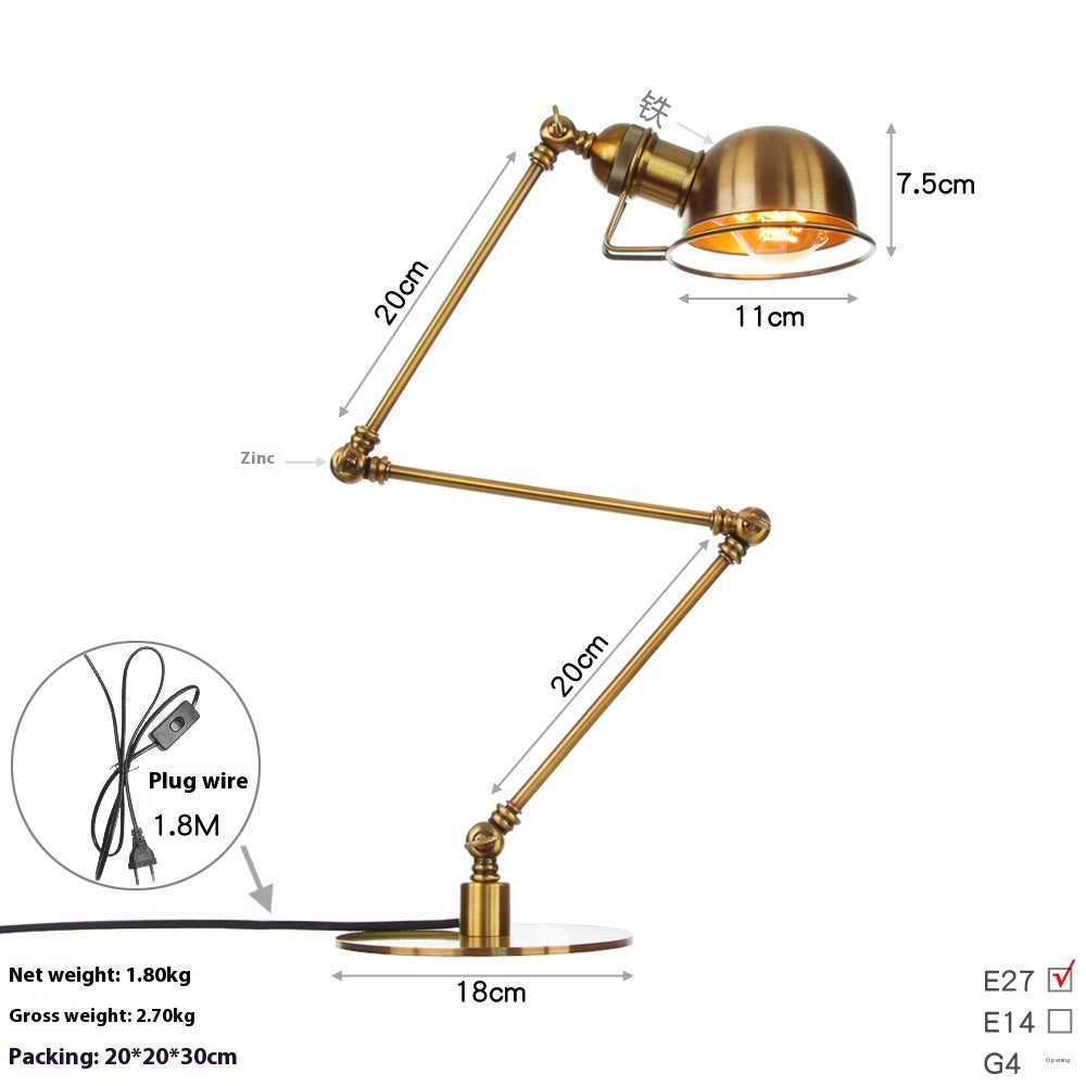 American Style Retro Iron Art Adjustable Decorative Table Lamp