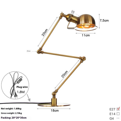 American Style Retro Iron Art Adjustable Decorative Table Lamp