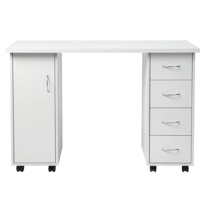 White 120X54X81cm One Door Four Drawers Computer Desk Nail Art Table 1PC