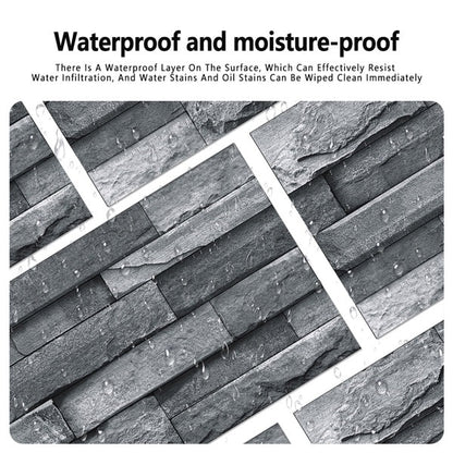 Light grey imitation stone tile wallpaper with waterproof and moisture-proof surface, self-adhesive and easy to install peel and stick design for bathroom walls.