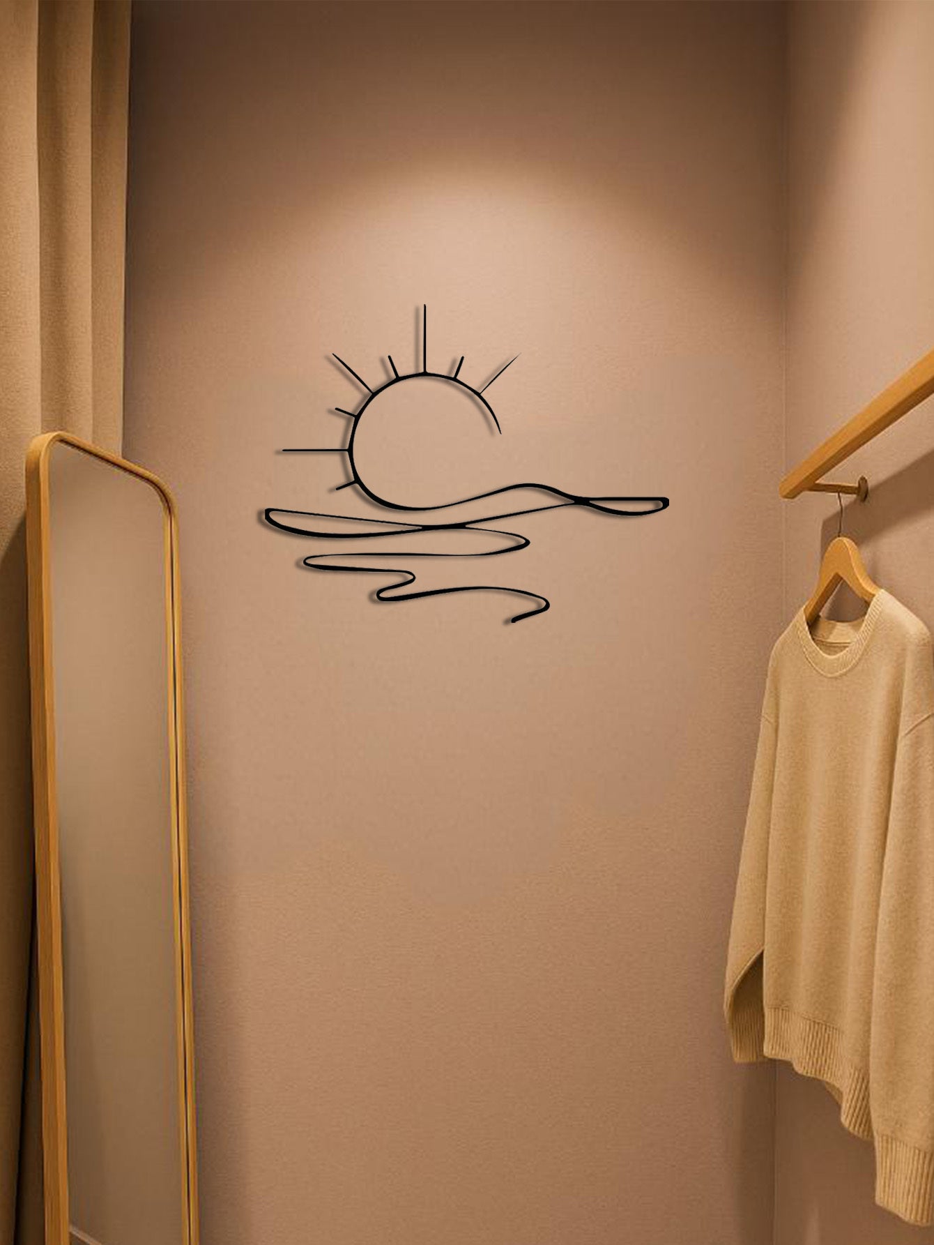 Wall Art Modern Metal Iron Wall Decor, Abstract Sun Line Design For Home