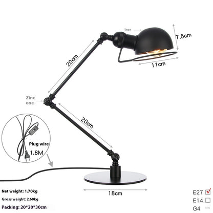 American Style Retro Iron Art Adjustable Decorative Table Lamp