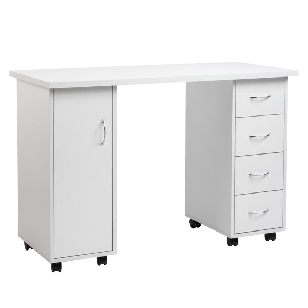 White 120X54X81cm One Door Four Drawers Computer Desk Nail Art Table 1PC