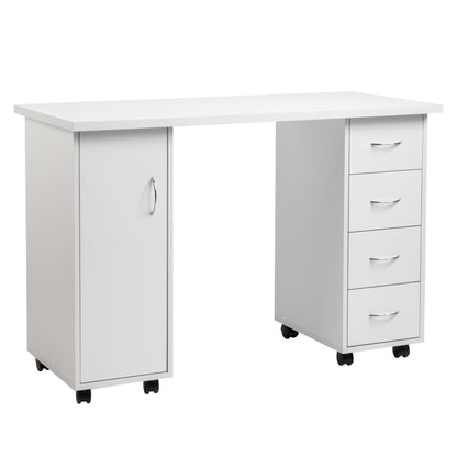 White 120X54X81cm One Door Four Drawers Computer Desk Nail Art Table 1PC