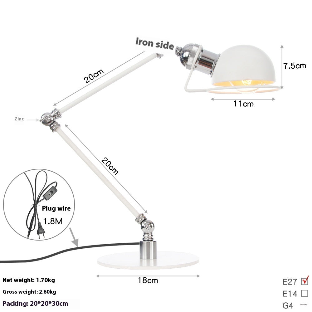 American Style Retro Iron Art Adjustable Decorative Table Lamp